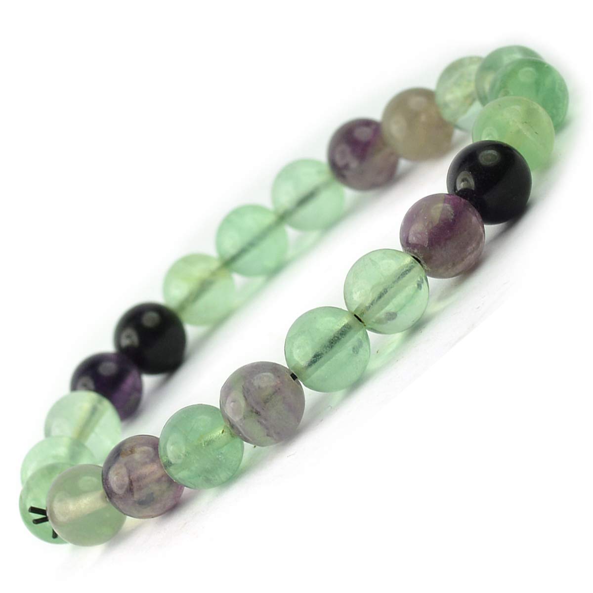 Fluorite Crystal Bracelet Natural Multi Fluorite Semi Precious Gemstone 8mm Beads for Reiki Healing and Chakra Balance Default Title